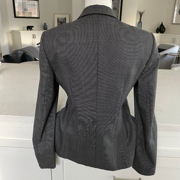 Hugo Boss Julea1 2 Button Notch Collar Virgin Wool Lined Blazer Grey + Blk Sz 6 - Picture 6 of 13